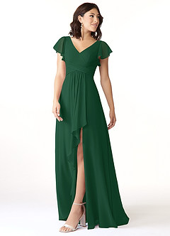 Azazie Omari Bridesmaid Dresses Dark Green A-Line Chiffon Dress image4