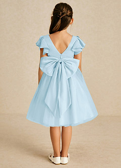 Azazie Kaeya Flower Girl Dresses Sky Blue A-Line Bow Tulle Dress image1