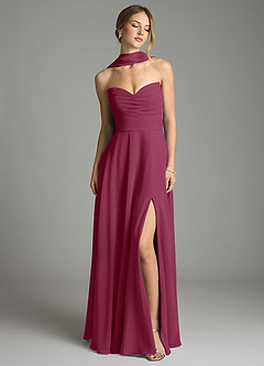 Azazie Ayla Abiti da Damigella Abito A-Line in Chiffon Scollo a Cuore Gelso image7