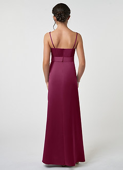 Azazie Anina Junior Mulberry A-Line Bow Matte Satin Dress image3