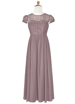 Azazie Delevingne Junior A-Linie Spitze Chiffon Kleid Dämmerung image6