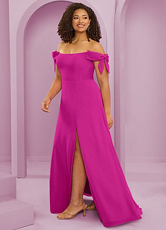 Barbie ♥ Azazie Bridesmaid Dresses Fuchsia A-Line Off the Shoulder Chiffon Convertible Dress image13