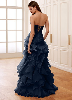 Christabelle Navy Blue Sweetheart Strapless Ruffled Dress image2