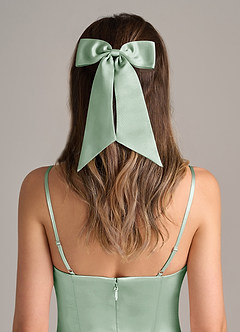 front Matching Color Matte Satin Bow Hair Tie Set