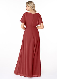 Azazie Aaliyah Modest Bridesmaid Dresses A-Line Scoop Pleated Chiffon Floor-Length Dress image2