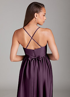 Azazie Llana Maternity Bridesmaid Dresses A-Line Stretch Satin Floor-Length Dress with Pockets image4