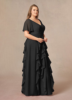 Azazie Watson Final Sale Black A-Line V-Neck Chiffon Dress image9
