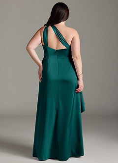 Azazie Maive Robes de demoiselle d'honneur Robe Fourreau en Satin extensible Rayé Paon image7
