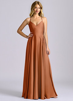 Azazie Truce Brudtärnklänningar Klä av A-Linje i Stretch Satin Koppar image3