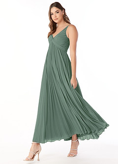 Azazie Raychelle Brautjungfernkleider A-Linie V-Hals Chiffon Kleid Eukalyptus image3