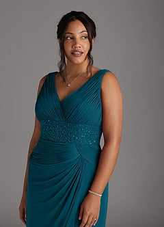 Azazie Winona Mother of the Bride Dresses Ink Blue Mermaid Sequins Mesh Dress image11