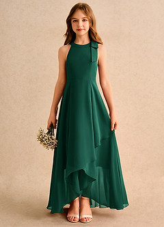 Azazie Boop Girls Formal Sukienki dla dziewczynek sypiących kwiaty Linia A Ukłon Szyfon Asymetryczny Sukienka image1