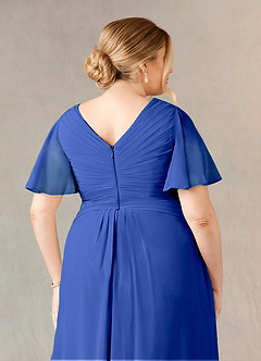 Azazie Morning Glory Mother of the Bride Dresses Royal Blue A-Line V-Neck Ruched Chiffon Dress image10