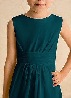 Azazie Edelweiss Flower Girl Dresses Pine A-Line Pleated Chiffon Dress image7