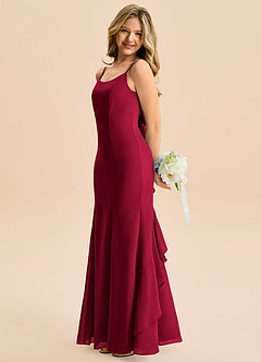 Azazie Lioren Junior Burgundy Mermaid Bow Chiffon Dress image2