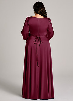 Azazie Leonia Jurken voor bruidsmeisjes Jurk van Stretch Satijn met A-Lijn Lange mouw Moerbei image13