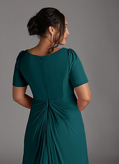 Azazie Bessie Abiti per la Madre della Sposa Abito A-Line in Maglia Plissettato Verde Pavone image10