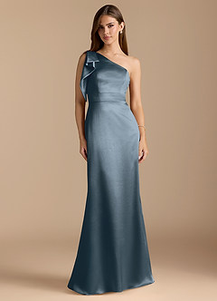 Azazie Rinna Bridesmaid Dresses Twilight Mermaid Ruched Metallic Satin Dress image1