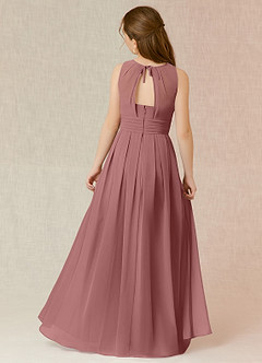 Azazie Bibiane Junior Desert Rose A-Line Pleated Chiffon Dress image2