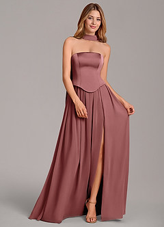 Azazie Cadence Suknie dla druhen Linia A Gorset Satyna elastyczna Do ziemi Sukienka image3