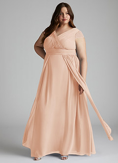 Azazie Organa Abiti da Damigella Abito A-Line in Chiffon Plissettato Rosa Inglese image7