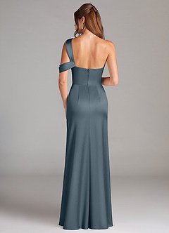 Azazie Wynter Bridesmaid Dresses Twilight Sheath Off the Shoulder Stretch Satin Dress image2