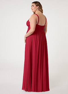 Azazie Chanel Brautjungfernkleider A-Linie Plissee Chiffon Kleid Scharlachrot image9