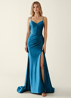 indigo formal dresses Jovani 43126 Long Fitted Formal Mermaid Evening Dress