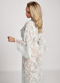 front Floral Jacquard Ruffle Long Robe