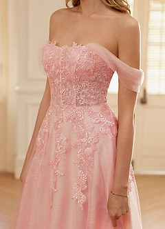 Nuvia Rose Pâle Robe de bal trapèze en dentelle image6