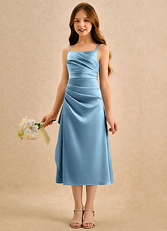 Azazie Canna Girls Formal Flower Girl Klänningar Klänning A-Line i Stretch Satin Plisserad image5