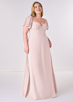 Barbie ♥ Azazie Bridesmaid Dresses Blushing Pink A-Line Pleated Chiffon Dress image7