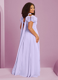Barbie ♥ Azazie Robes de demoiselle d'honneur Robe Trapèze Convertible en Mousseline de soie Épaule décolletée Lilas image17