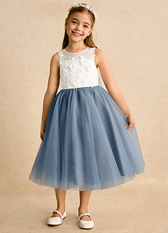 Azazie Lina Flower Girl Dresses Ivory Twilight Ball-Gown Lace Dress image5