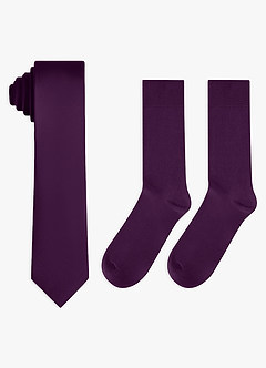 front Matching Stretch Satin Skinny Tie and Cotton Socks Set