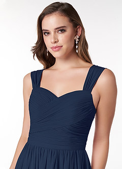 Azazie Zapheira Bridesmaid Dresses Dark Navy A-Line Ruched Chiffon Dress image5