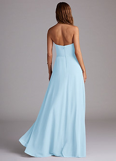 Azazie Wren Bridesmaid Dresses Sky Blue A-Line Side Slit Chiffon Convertible Dress image2
