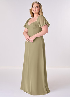 Barbie ♥ Azazie Bridesmaid Dresses Moss Green A-Line Pleated Chiffon Dress image9