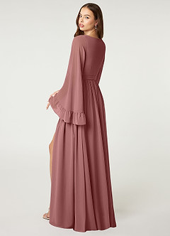 Azazie Tiphanie Bridesmaid Dresses Desert Rose A-Line V-Neck Ruched Chiffon Dress image5