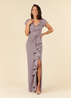 Azazie Carmen Mother of the Bride Dresses Vintage Mauve Sheath Lace Dress image1