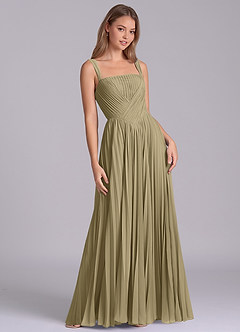 Azazie Mina Bridesmaid Dresses Moss Green A-Line Pleated Chiffon Dress image5