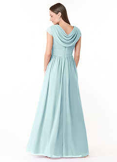 Azazie Organa Final Sale Sea Glass A-Line Pleated Chiffon Dress image2