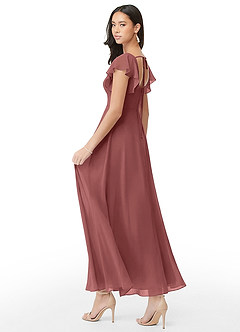 Azazie Bondi Šaty pro družičky A-Line S volánky Šifón Délka po kotníky Šaty image4