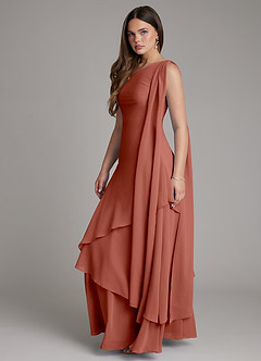 Azazie Monique Bridesmaid Dresses Auburn A-Line One Shoulder Chiffon Dress image3