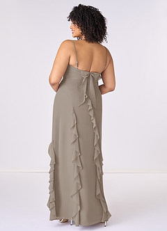 Barbie ♥ Azazie Bridesmaid Dresses Taupe Sheath Bow Chiffon Dress image7