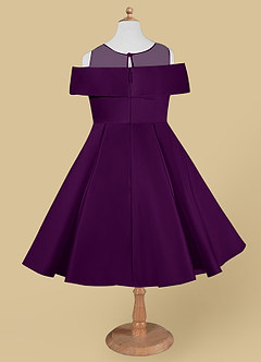 Azazie Shirin Flower Girl Dresses Grape A-Line Off the Shoulder Matte Satin Dress image6