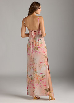 Azazie Mai Bridesmaid Dresses Abstract Bouquet Floral Sheath Pleated Chiffon Dress image6