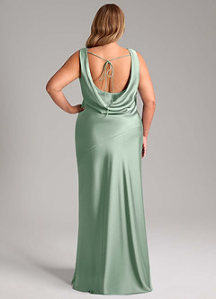 Azazie Rylina Vestidos de damas de honor Vestido de Agave de Satén Elástico de Corte Sirena image8