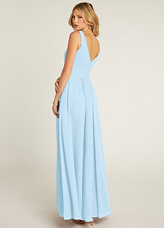 Azazie Pierrette Robes de demoiselle d'honneur Robe Trapèze en Mousseline de soie Plissée Bleu Ciel image4