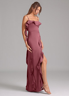 Azazie Malia Brautjungfernkleider A-Linie Seitliche Cut-Outs Stretch-Satin Kleid Wüstenrose image5